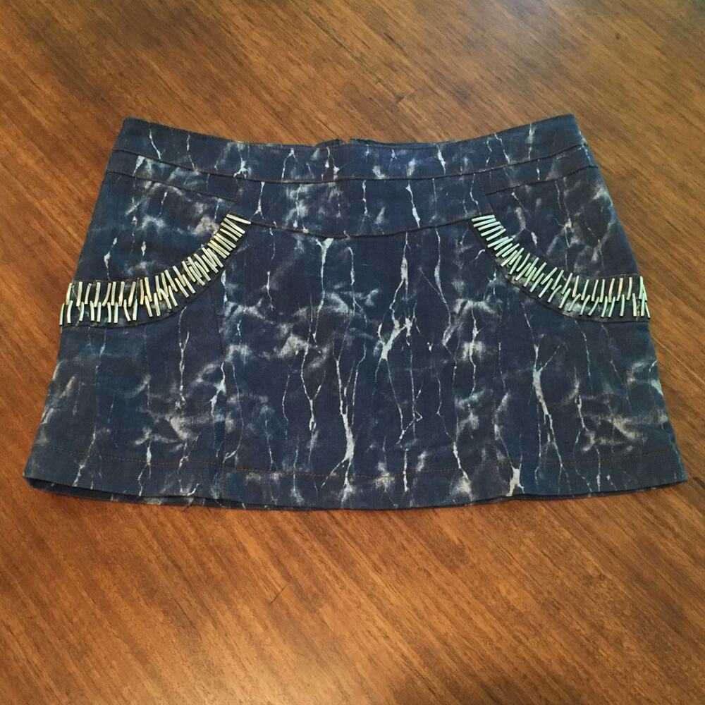 TOV Holy Denim Super Mini Skirt